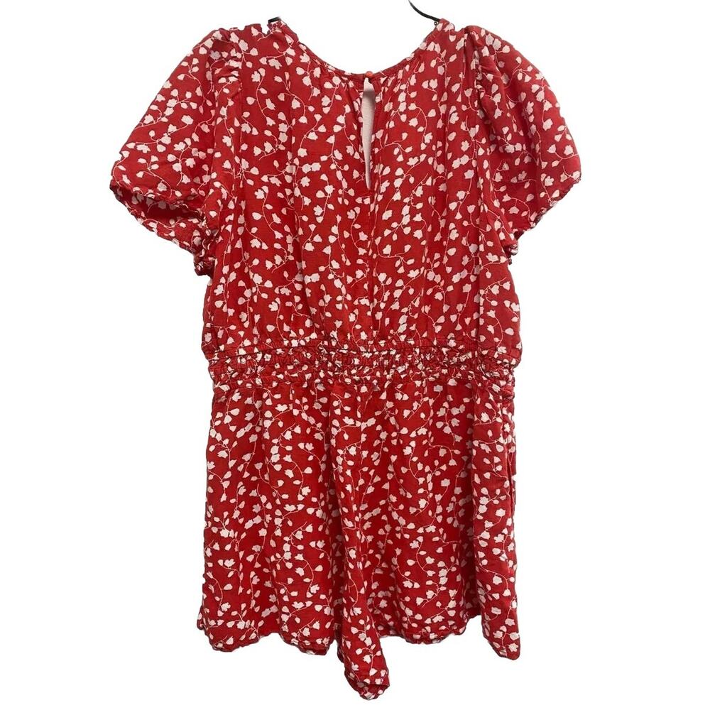 Anthropologie Short Sleeve Length Somerset Romper Linen Red White SZ XL A000408 - Picture 4 of 7